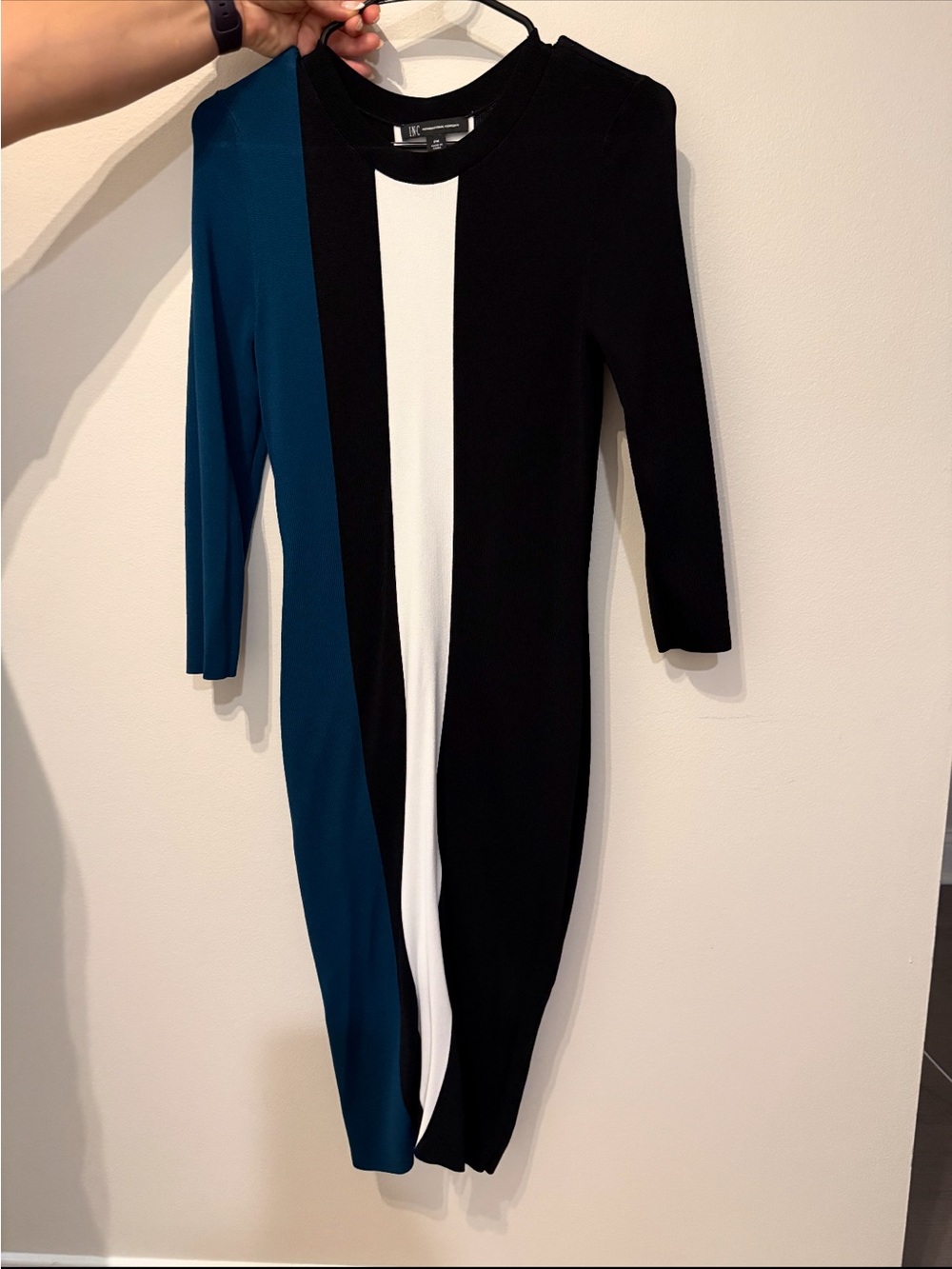INC International Concepts Teal, Black & White Colorblock Maxi Dress